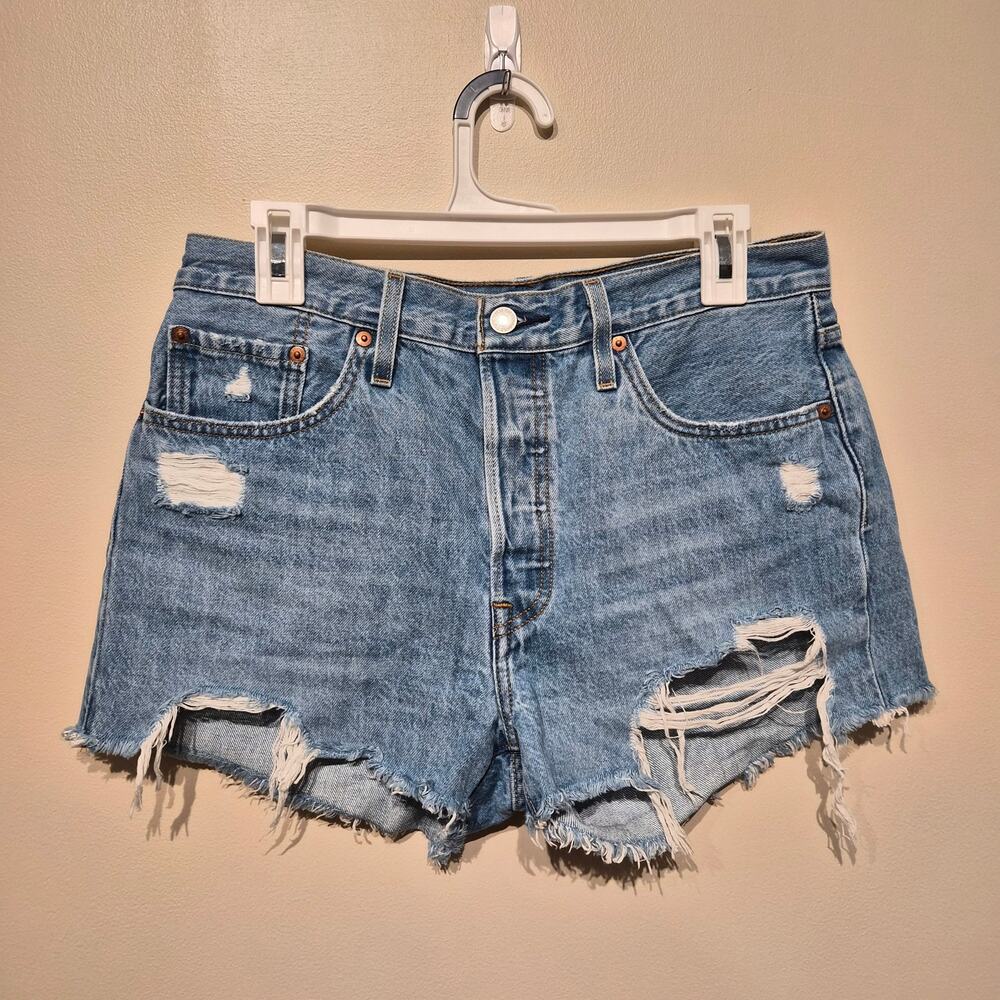 Levi's 501 Denim Distressed Shorts Size 29 Original Fit High Rise